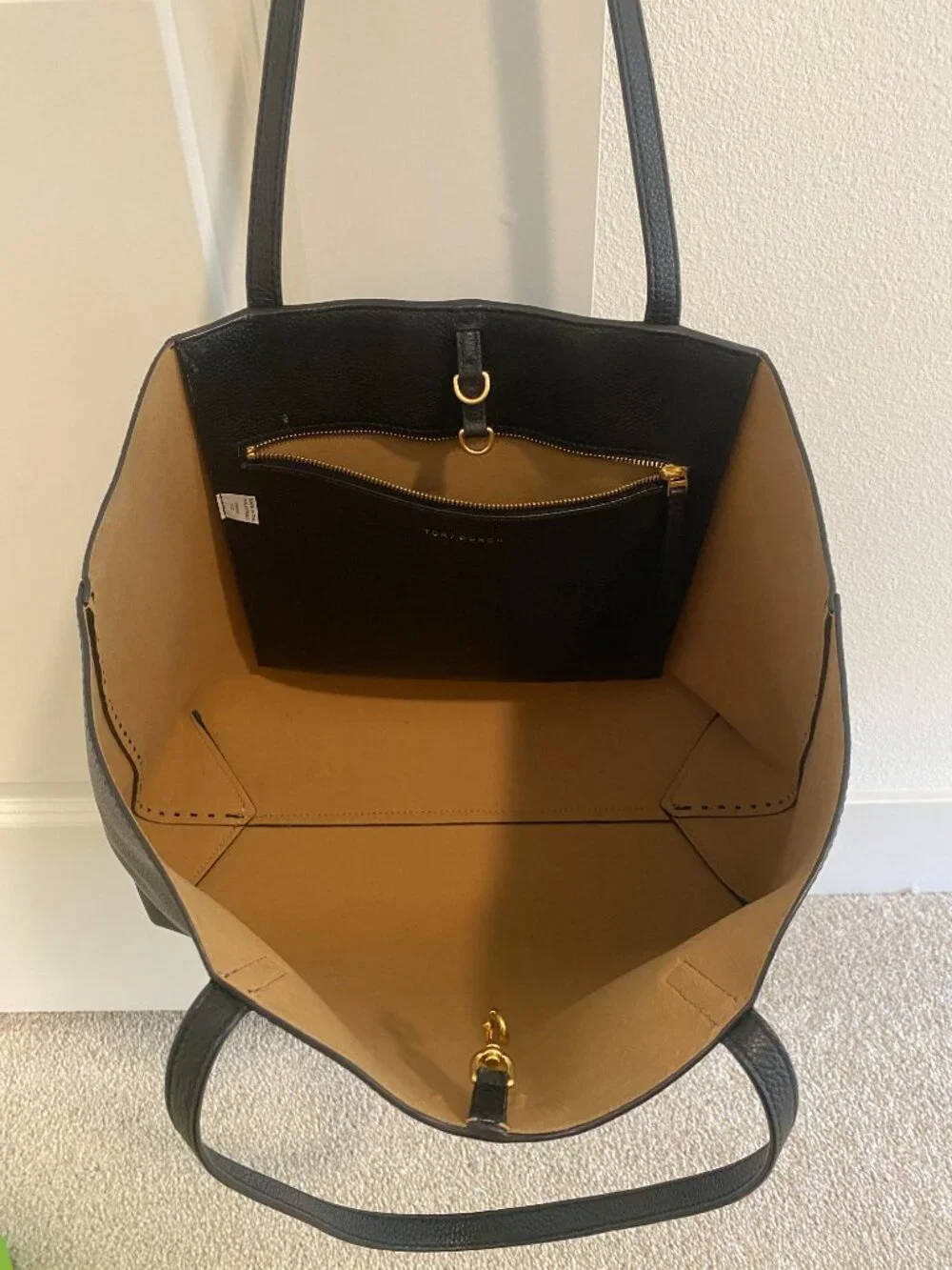 Tory Burch Black Pebbled Leather Tote
